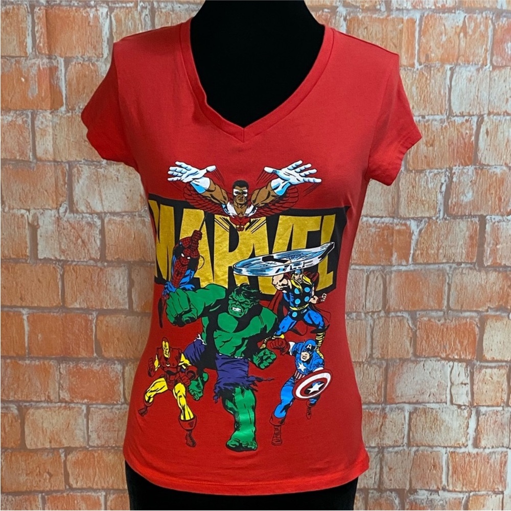 Marvel Heroes Red V-Neck Tee‎